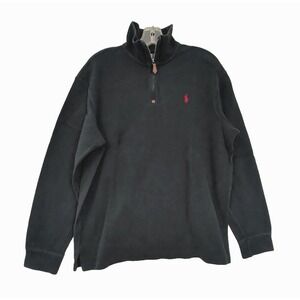 Polo‎ Ralph Lauren 1/4 Zip Sweater Mens L Navy Blue Y2K Preppy Heritage Casual